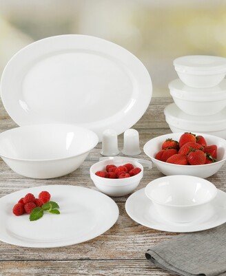 Gibson Ultra 36 Piece Tempered Opal Glass Combo Dinnerware Set