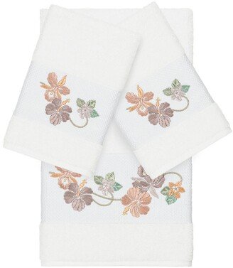 White Caroline 3-Piece Embellished Towel Set