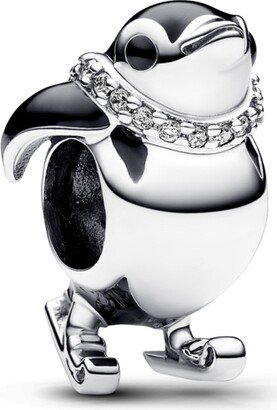 Cubic Zirconia Skiing Penguin Charm