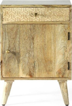 Lytle Boho Handcrafted Mango Wood Nightstand with Storage Natural