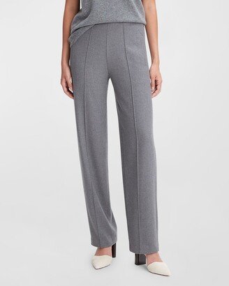 Brushed Wool Mid-Rise Wide-Leg Pants