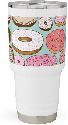 Travel Mugs: Donuts - Blue Travel Tumbler, 30Oz, Multicolor