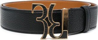 Logo-Buckle Leather Belt-AL