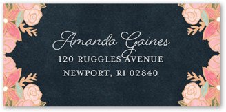 Address Labels: Floral Teacup Address Label, Black, Matte