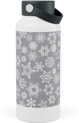 Photo Water Bottles: Snowflake Silver Stainless Steel Wide Mouth Water Bottle, 30Oz, Wide Mouth, Gray