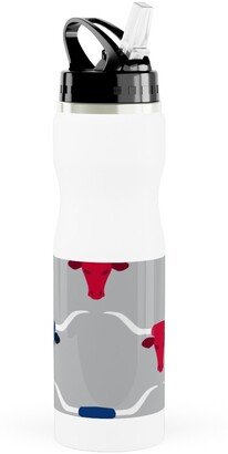 Photo Water Bottles: Longhorns - Silver Stainless Steel Water Bottle With Straw, 25Oz, With Straw, Multicolor