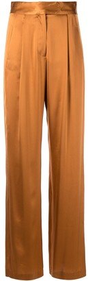 Wide-Leg Silk Satin Trousers