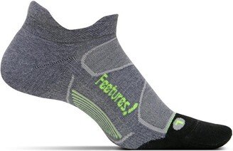 Feetures Elite Max Cushion No-Show Tab Running Sock - Heather Grey/Reflector