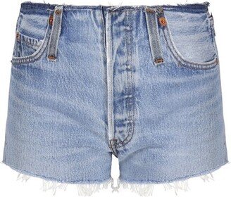 X Levi's The Short Frayed Mid-Rise Denim Shorts