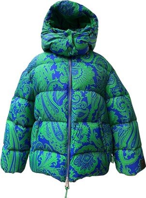 Paisley Printed Hooded Puffer Jacket