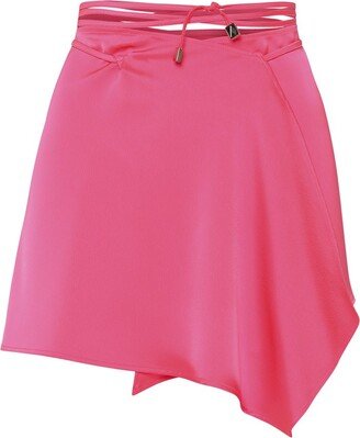 Tied-Waist Detail Asymmetric Mini Skirt