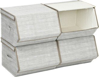 Stackable Large Bins Cubes W/Lids Storage Organizers W/Linen&Oxford Fabric 4 Sets