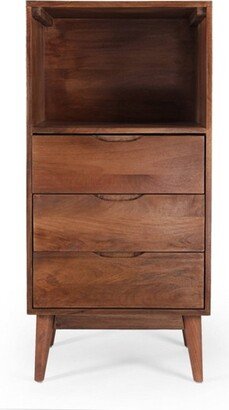 Rabun Handcrafted Mid-Century Modern Mango Wood 3 Drawer Chest Light Oak