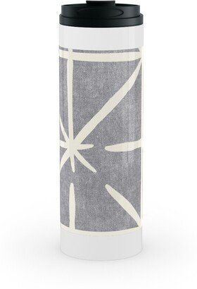 Travel Mugs: Geometric Triangles - Distressed - Grey Stainless Mug, White, 16Oz, Gray