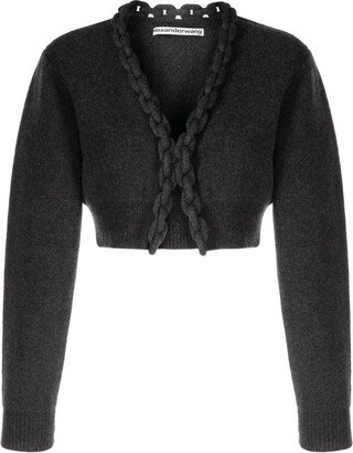 chain-trim V-neck cardigan