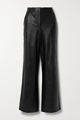 Faux Leather Wide-leg Pants - Black