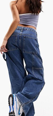 ASOS DESIGN Petite cargo jeans in mid blue