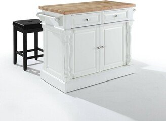 Oxford Kitchen Island with Square Seat Stools White