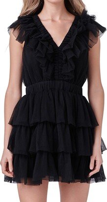 Tulle Ruffle Tiered Mini Dress