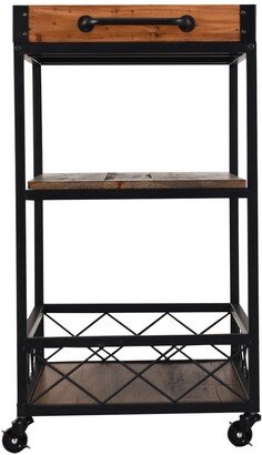 3-Tier Rolling Kitchen Cart Serving Island with Storage Shelf & Wheels