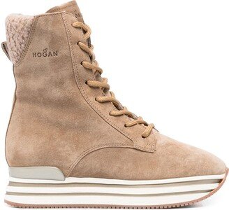 Platform Lace-Up Suede Boots