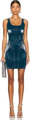 Glossy Embossed Dress in Teal