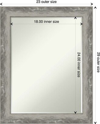 Petite Bevel Bathroom Wall Mirror - Waveline Silver Narrow Frame - Waveline Silver Narrow - 23 x 29 in