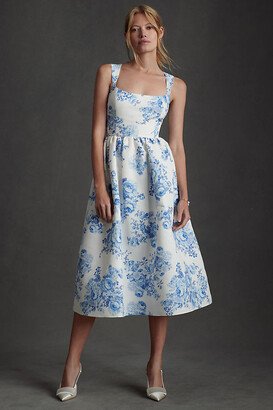 Blaine Taffeta Square-Neck Midi Dress