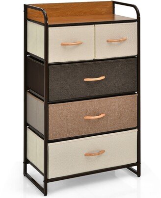 5-Drawer Dresser Storage 4-Tier Organizer Tower Steel Frame