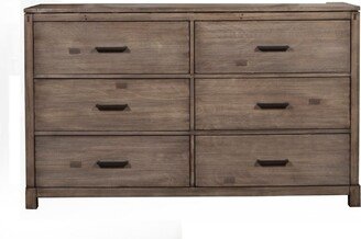 Capacious 6 Drawer Dresser in Mahogany Wood, Brown