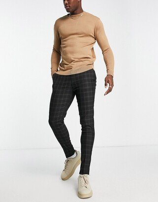 smart super skinny pants in black check