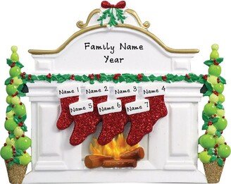 Family Of 7 Christmas Stockings On Fireplace Mantle - Table Decoration Grandkids Custom Ornament Personalized Grandparent Gift