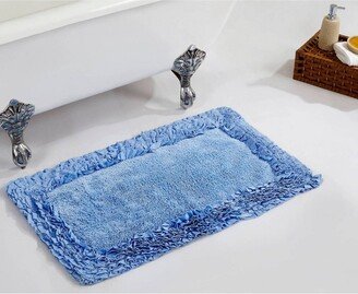 21x34 Shaggy Border Collection Bath Rug Blue