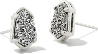 Alexandria Silver Stud Earrings in Platinum Drusy