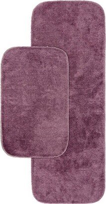 2pc Traditional Nylon Washable Bathroom Rug Set Purple