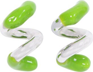 Fusillo Rubberized Silver/ Green Earrings