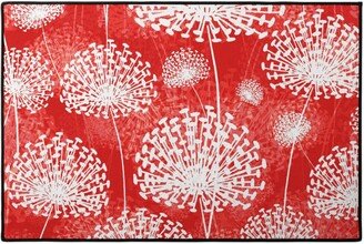 Door Mats: Dandelions - White On Red Door Mat, Red