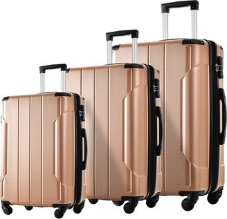 EDWINRAY Luggage Sets Lightweight Hardshell Suitcases with Spinner Wheels&TSA Lock, 3 Sets Expandable Luggage-AE