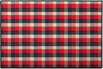 Door Mats: Lumberjack Flannel Buffalo Plaid - Red Door Mat, Red