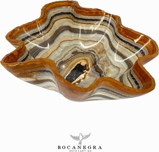 Beige & Brown Decorative Onyx Bowl, Home Decor, Dinner Room Essential, Centerpiece, Fruit Platter-AA