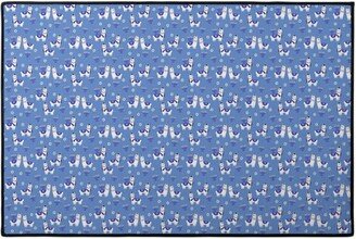 Door Mats: Llamakah - Blue Door Mat, Blue