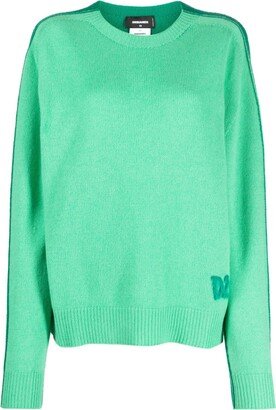 Contrast crew-neck jumper