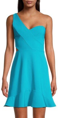 One-Shoulder Fit-And-Flare Minidress