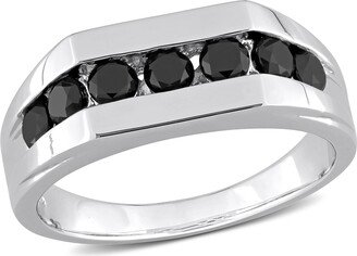 DELMAR Men's Black Diamond Channel Ring