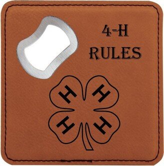 Leatherette Bottle Opener Coaster With Your Choice Of 4-H Logo | Award Gift