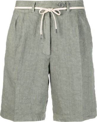 Tie-Waist Linen Shorts-AA