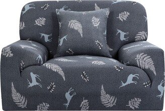 PiccoCasa Sofa Cover 1-4 Seater Leaves Pattern Polyester Spandex Slipcovers 1 Pc Gray 35-51 inches