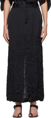 Black Crinkled Maxi Skirt