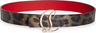 CL Logo Leopard Print Leather Belt