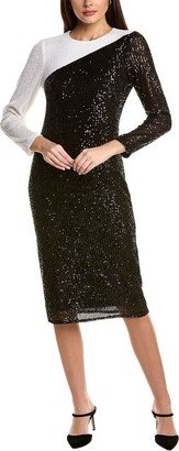 Colorblock Sequin Midi Dress